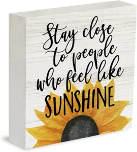 Farmhouse Sunshine Sunflower Wooden Box Sign Rustic Country Sunflower Box Sign W - Picture 1 of 12