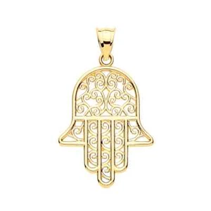 Yellow Gold 9ct Filigree Hamsa Pendant - Picture 1 of 1
