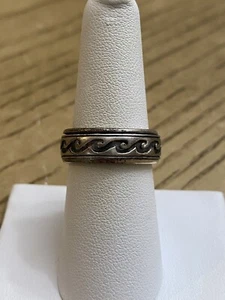 Peter Stone Sterling Silver 925 Designer Signed Wave Spinner Band Ring Size 7.5 - Picture 1 of 3