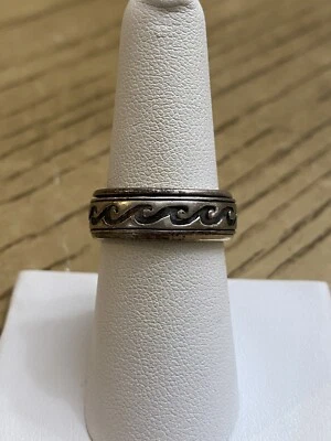 Anillo Peter Stone Plata Esterlina 925 Diseñador Firmado Onda Banda Giratoria Talla 7.5 Foto 1 de 3