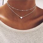 Heart Pendant Necklace - Silver Color Chain Minimalist Charms Women Necklaces