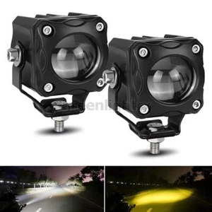 Pair LED Motorcycle Headlight Spot Light Yellow White Hi/Lo Driving Fog Lamp ATV - Bild 1 von 9