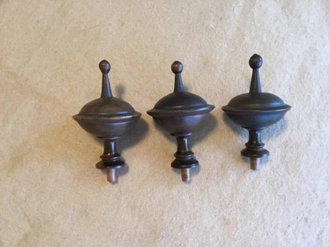 3 vintage c1900 wooden finials, probably for a wall clock Cover