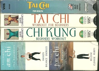 Lot of 5 Used VHS - TAI-CHI - Fitness - Workout - David Carradine - Living Arts Foto 1 de 4