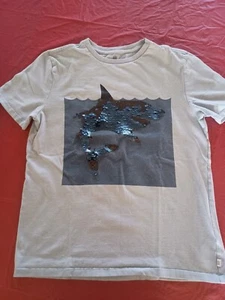 Gap Kids T-Shirt Blue Sequins Shark, Size XL - Picture 1 of 4