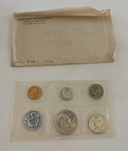 1957 Silver Proof U.S. Mint Flat Pack Set 5-Cello Sealed Coins - Picture 1 of 5