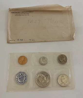 1957 Silver Proof U.S. Mint Flat Pack Set 5-Cello Sealed Coins - Image 1 of 4