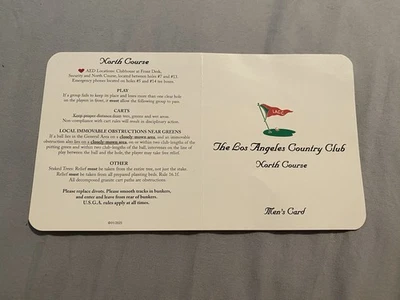 Tarjeta de puntuación de golf The Los Angeles Country Club North Course 2023 US Open Host PGA Foto 1 de 3