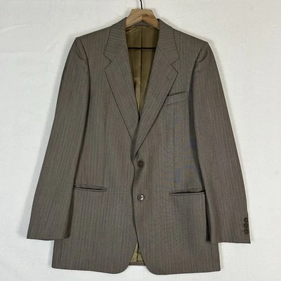Blazer Tessitura Hecho en Italia 37 EE. UU. 46 IT Gris Marrón Rayas Lana Abrigo Deportivo Chaqueta Foto 1 de 4