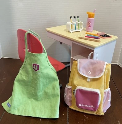 2015 American Girl Flip Top School Desk & Chair 18" Doll Science Kit & Backpack - Image 1 of 4