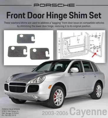 Juego de cuñas de bisagra de puerta delanteras originales Porsche 955 Cayenne 2003-2006 95553148300 Foto 1 de 2