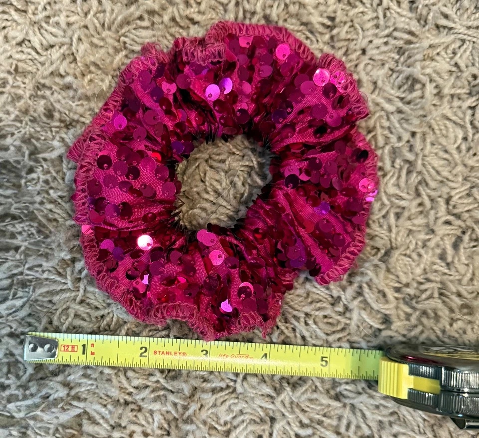 Bright Pink Sequin Scrunchi - Image 1 of 1