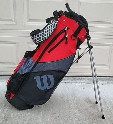 Bolsa de golf Wilson Stand roja/negra con 5 divisores y 4 bolsillos con cremallera. Correa doble Foto 1 de 4