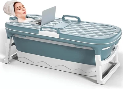 Large Foldable Portable Adult Bathtub 138x62x52cm with Lid & Foot Massage - Image 1 of 4