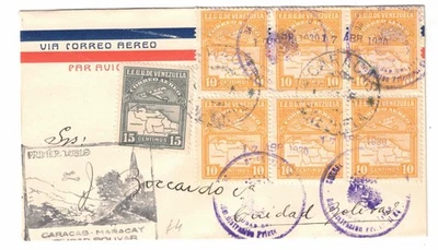 1930 Caracas Venezuela Primera Cubierta de Vuelo a Bolívar Foto 1 de 2