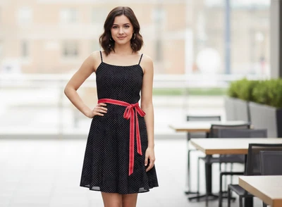 Vestido Faja Roja Lunares Negro Blanco Ruby Rox Damas - Talla 3 - Usado en Excelente Condición Foto 1 de 4