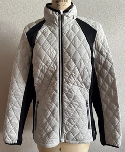 NVO Women’s Golf Jacket Black Gray Size Large Full Zip Hood EUC - Picture 1 of 6