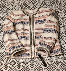 Tahari Jacket New With Tags Size 4 Textured Stripe, Chain Trim - Picture 1 of 11