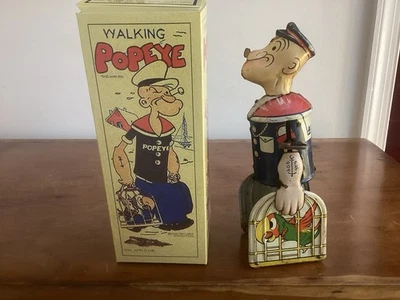 复古 Louis Marx & Co. 锡发条大眼步行玩具带鹦鹉 1930 年代 — 第 1/4 张图片