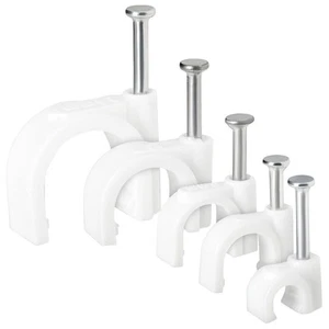 Juvale 500-Pack Round Cable Wire Clips for Wall Mounting, Extension White - Picture 1 of 9
