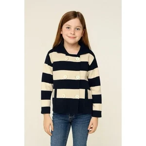 NWT J. Crew Crewcuts Nautical Double Button Navy Cream Stripe Sweater Jacket 10 - Picture 1 of 8