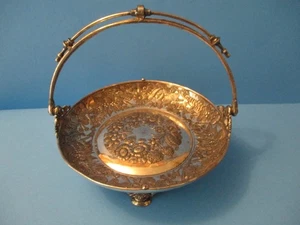 Simpson Hall Miller & Co Antique Quadriple Silver Cake Brides Basket w/Legs VTG - Picture 1 of 4
