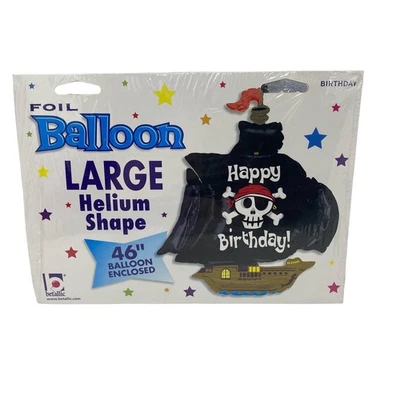 Globo de Lámina Grande Forma Helio 46” Barco Pirata Feliz Cumpleaños Foto 1 de 2