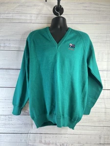 Vintage Just Australia Pullover Unisex Large Grün Tennis Strick V-Ausschnitt Preppy - Bild 1 von 11