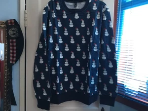 NEU Weihnachtssweatshirt marine mit Schneemännern Gr. Medium unisex - Bild 1 von 6