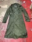 Vintage Military Men?S Nylon Rubber Raincoat Long 36
