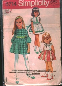 8714 Vintage Simplicity Sewing Pattern Girls 1970s Dress Church Party Easter OOP - Picture 1 of 2