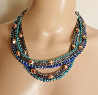 Collar Stella & Dot Retirado Oro Rosa + Hematita Mercurio Declaración Foto 1 de 4