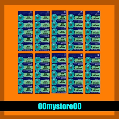 [Exp 10/2032] BRAND NEW 50 pc SONY 377 SR626SW Watch Battery - Ships from CA - Image 1 of 3