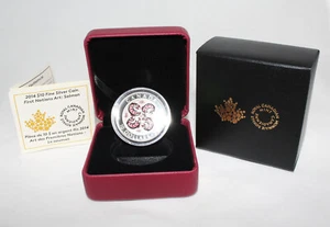 2014 Canada Silver 999 First Nations Art Salmon Proof $10 Colored Coin - Picture 1 of 3