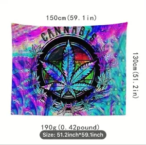 Extra Large Tapestry Wall Hanging Hippie Psychedelic Weed Trippy Fabric Art Flag - Picture 1 of 2