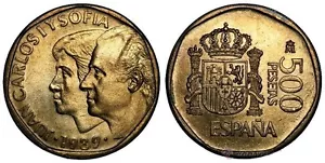ESPAÑA: 500 pesetas 1989 Calidad S/C Reyes de España Juan Carlos y Sofia - Imagen 1 de 1