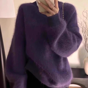 Kunst Nerz Pullover Sweatshirt Damen Warm Strickpullover Top Herbst Winter - Picture 1 of 10