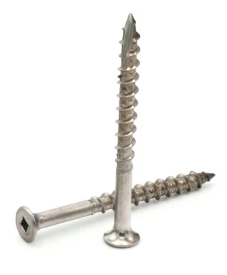 ALBANY COUNTY FASTENERS Stainless Steel 316 Deck Screws Marine Grade Square Drive Wood Cutting - #12