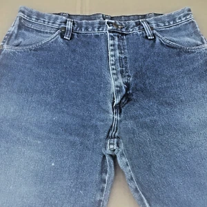 Jeans de mezclilla vintage Wrangler 13MWZ etiqueta para hombre de EE. UU. 35x32 medidas 34x31 manchas descoloridas N1 - Imagen 1 de 10