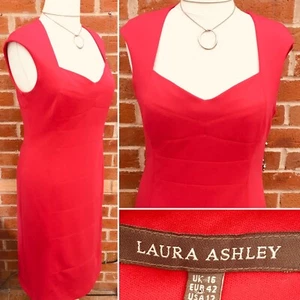 LAURA ASHLEY Ladies Size 16 Red Dress Backless Stretchy Wedding Summer S3 - Picture 1 of 7