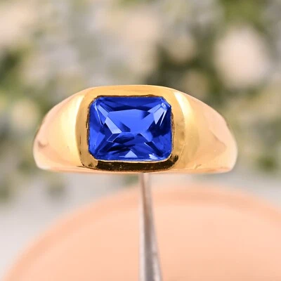 Anillo 100% Natural Tanzanita Calidad AAA Oro Amarillo 14k Boda Regalo Hombre Foto 1 de 3