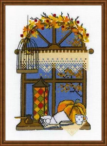 Cross-stitch kit Autumn window 1593 Riolis 14ct 15 x 21 cm - Picture 1 of 5