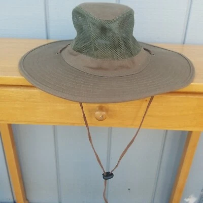 Chapéu de sol Peter Grimm pesca safári jardim boonie lona cordão cáqui ventilado - Imagem 1 de 4