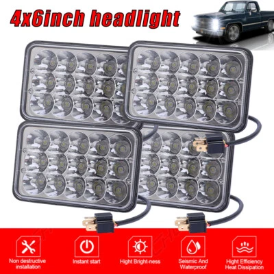 FOR Chevrolet C30 1981-1986 4pcs 4x6" Headlights Hi-Lo Beam DRL Light Bulbs - Image 1 of 4