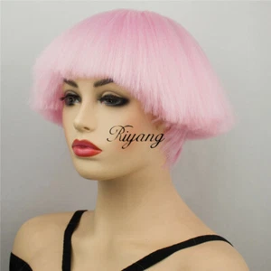 Pilzfrisur modische Perücke für Frauen kurz Bob kinky gerade Lady Gaga NEU - Bild 1 von 14