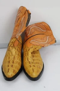 Joe Boots Botas de Cuero Caimen Naranja Dorado Juvenil Talla 0 - Imagen 1 de 3