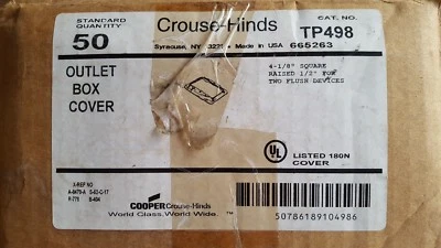 COOPER CROUSE-HINDS Crouse-Hinds Cooper TP498 4-1/8" Square Raised 1/2" for two flush devices