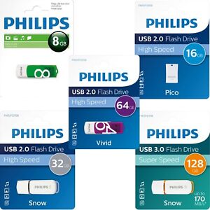 Philips High Speed USB Flash Drive 2.0 or 3.0 8GB, 16GB, 32GB, 64GB Memory Stick