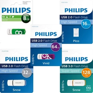 Philips High Speed USB Flash Drive 2.0 or 3.0 8GB, 16GB, 32GB, 64GB Memory Stick - Picture 1 of 16