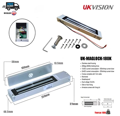 ukvision Electric Magnetic Door Lock Holding Force 180kg For Access Control - Image 1 of 4